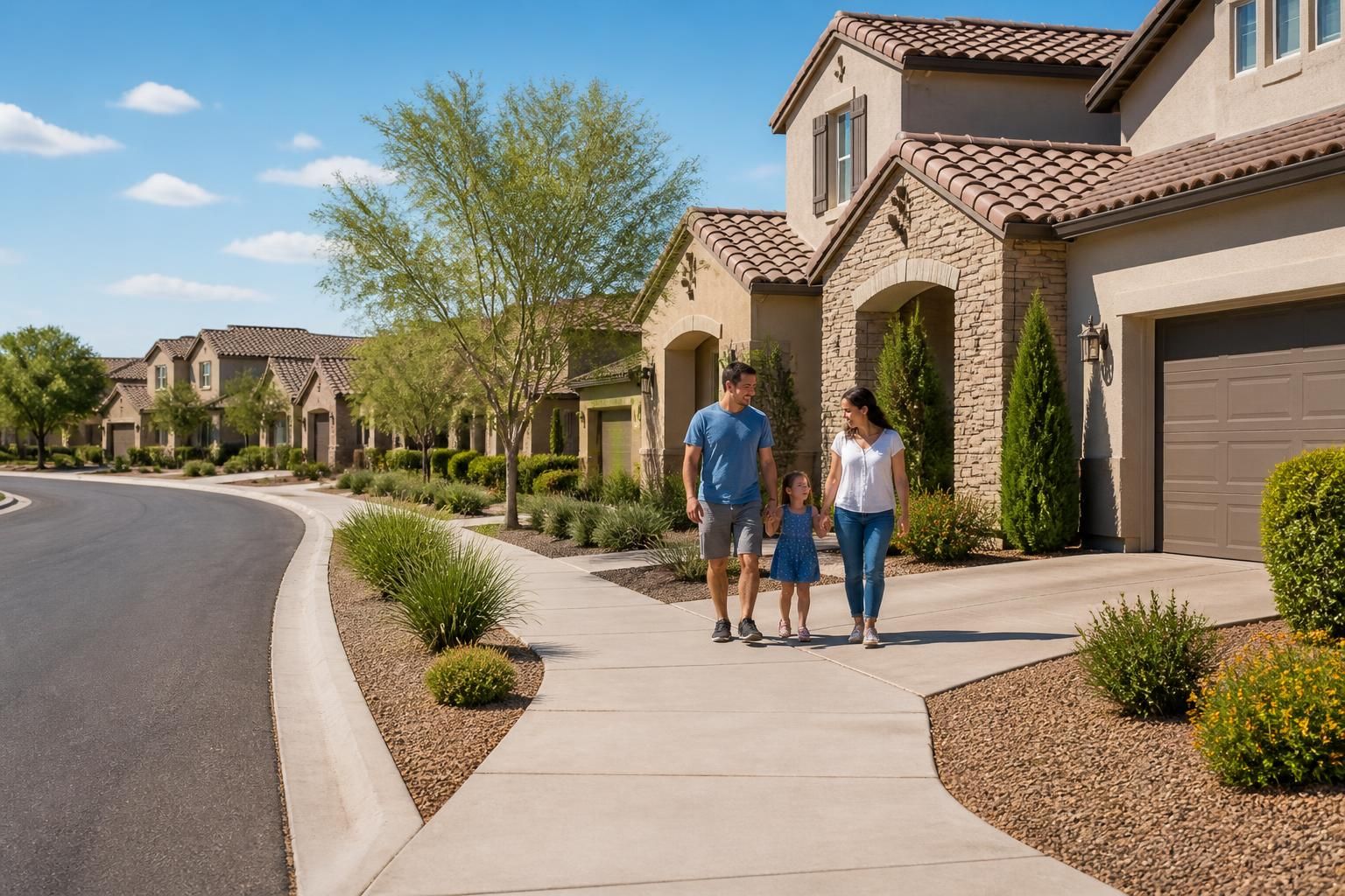 Gilbert neighborhood with well-kept homes and bright daylight