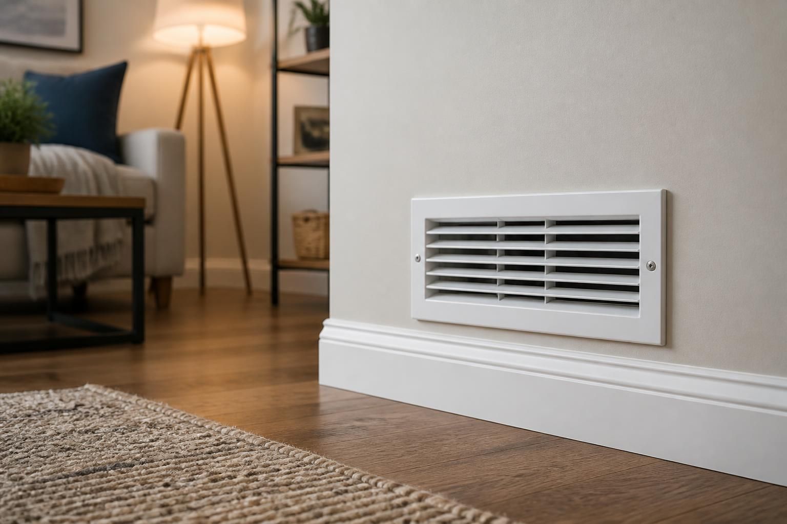 Finished home heating system with a clean wall vent
