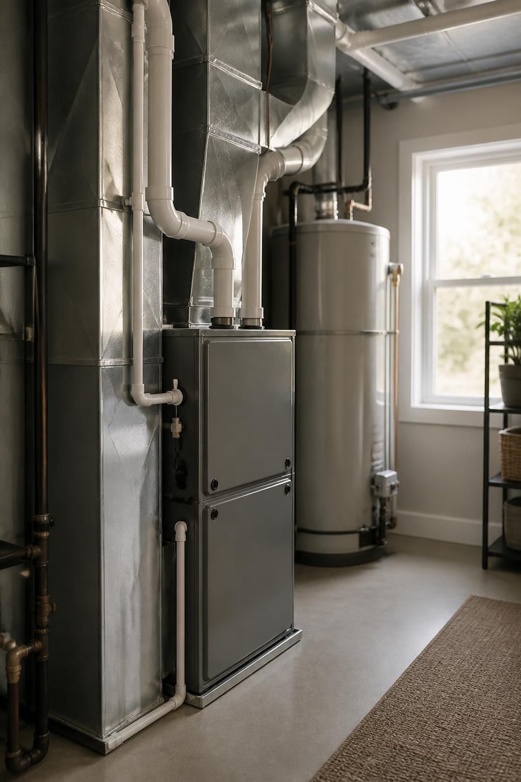 Neat furnace installation in a clean mechanical room