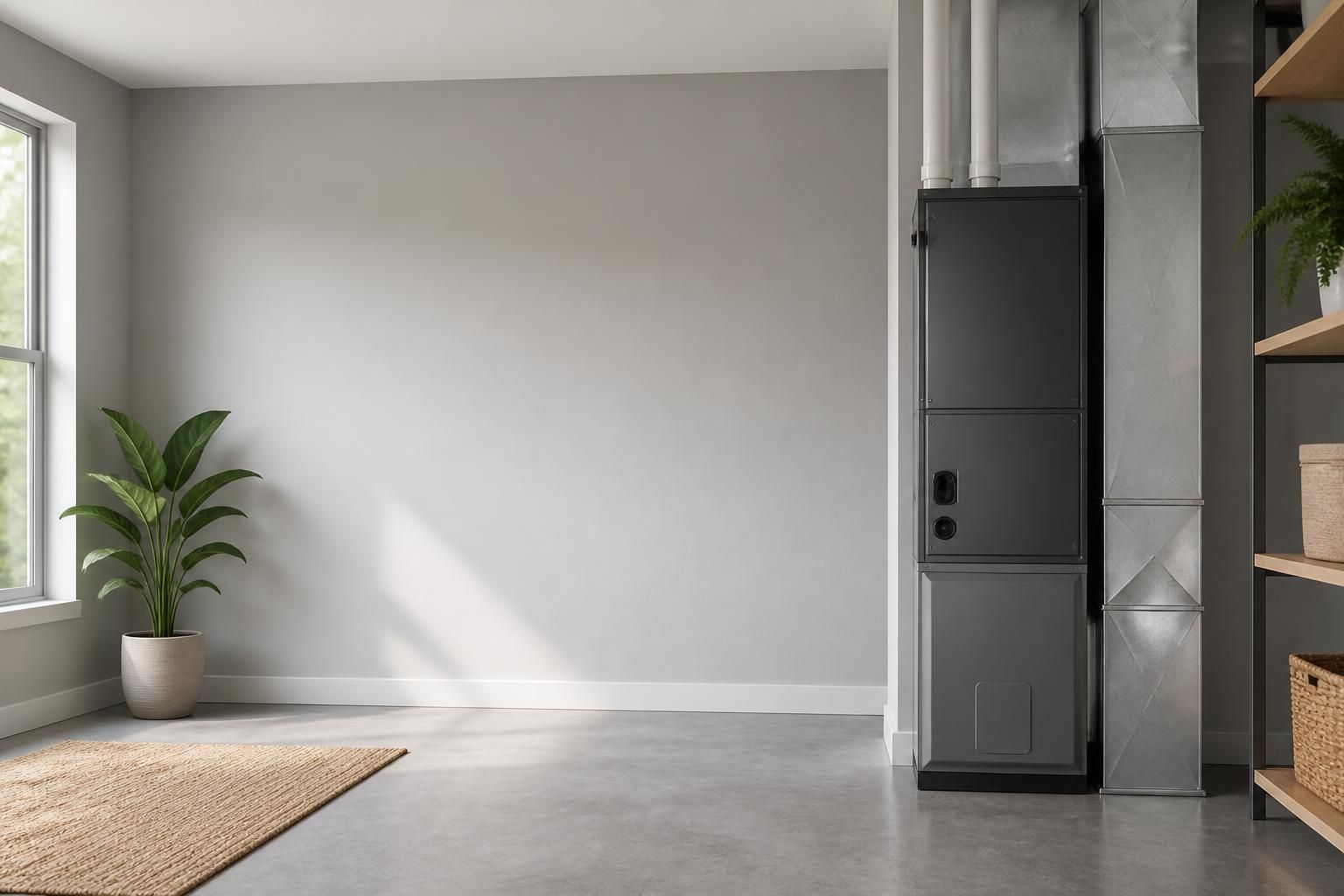 Clean HVAC service space with open room for text overlay