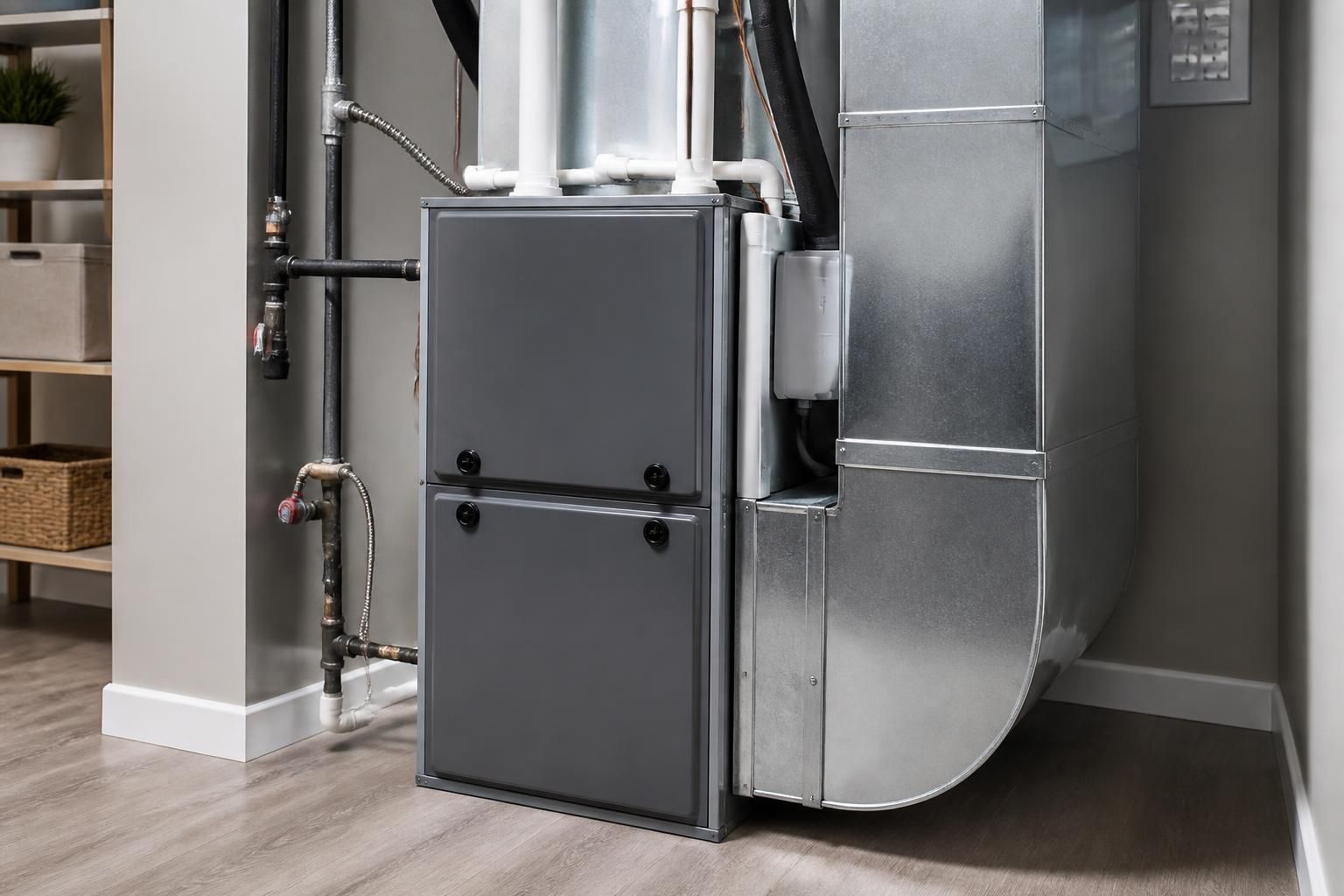 Well-maintained HVAC system in a clean utility space