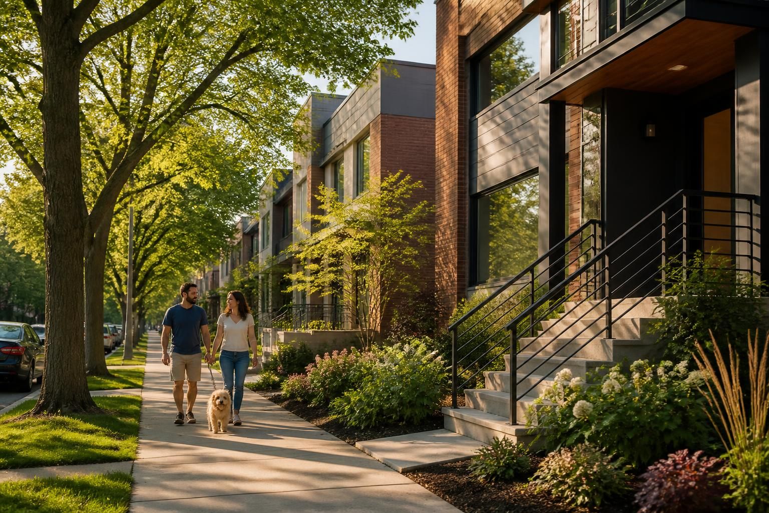 Tree-lined Tempe neighborhood with contemporary homes